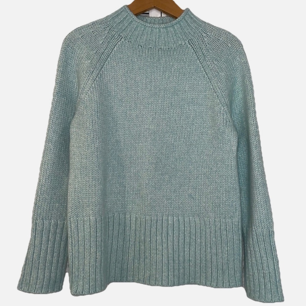 Talbot’s Pullover Sweater Small Ice Blue warm mock neck